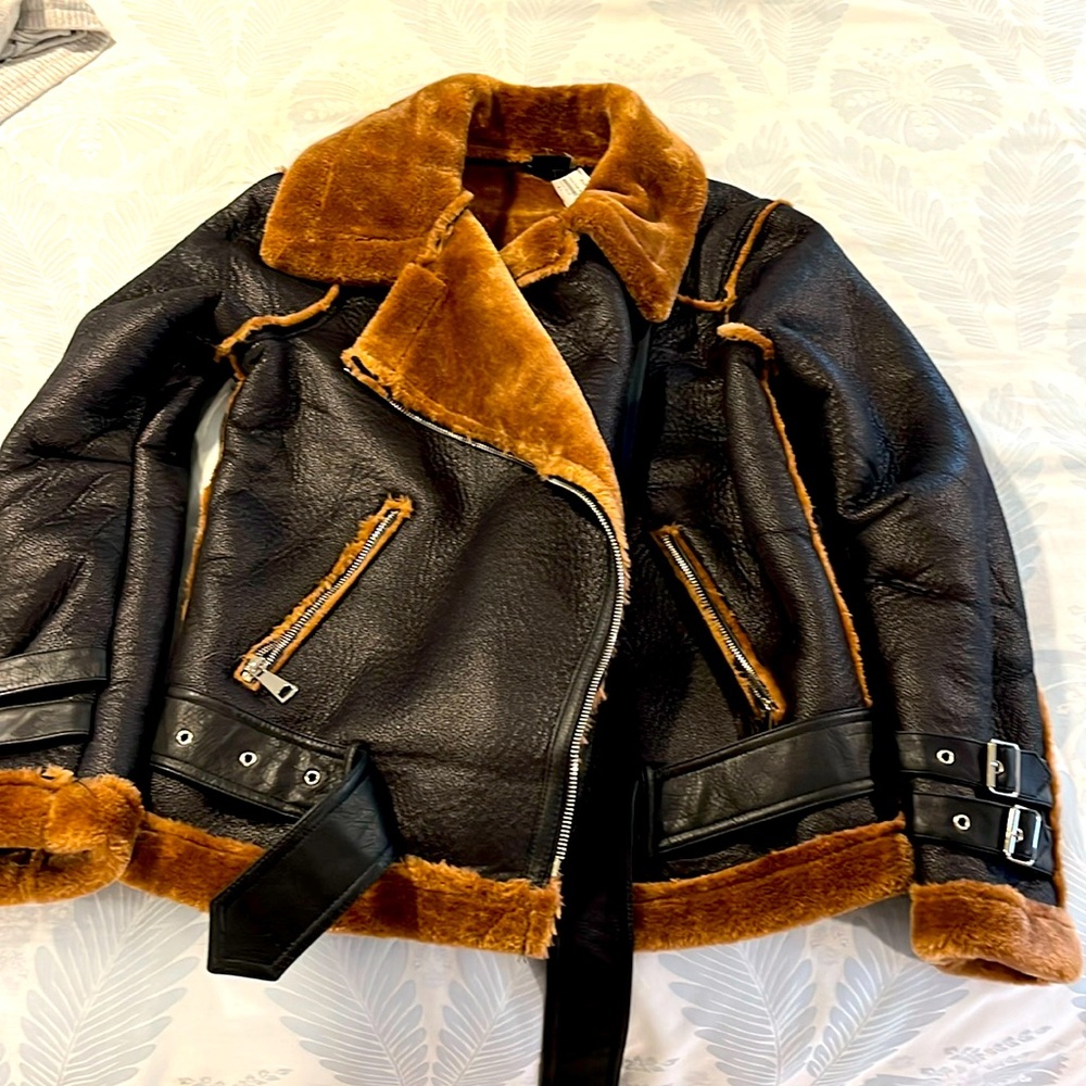 Love Token size medium bomber jacket. Faux leather and fur. NWT never worn